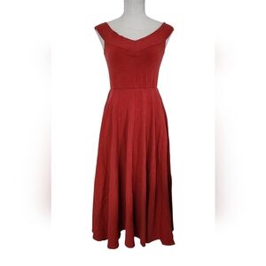 Reformation Rust Red Orange Gown Medium Pockets Off Shoulder